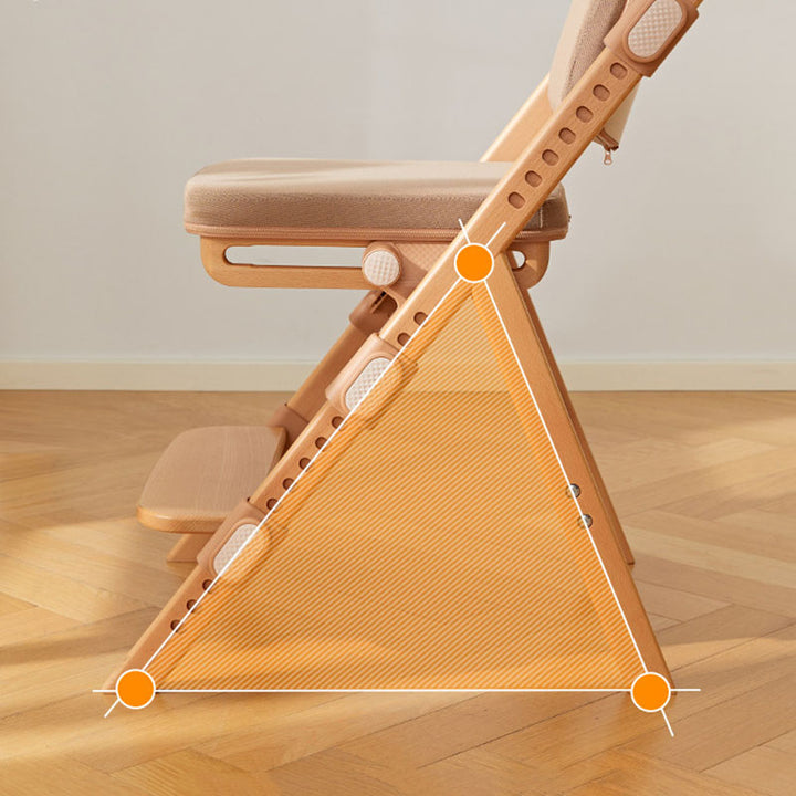 Modern Minimalist Triangular Cat Scratching Leather Beech &amp; Solid Wood Plywood Adjustable Kids Desk Chair Backrest Armrest For Study