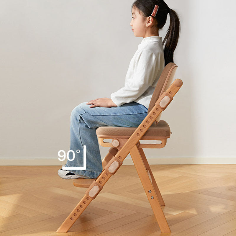 Modern Minimalist Triangular Cat Scratching Leather Beech &amp; Solid Wood Plywood Adjustable Kids Desk Chair Backrest Armrest For Study