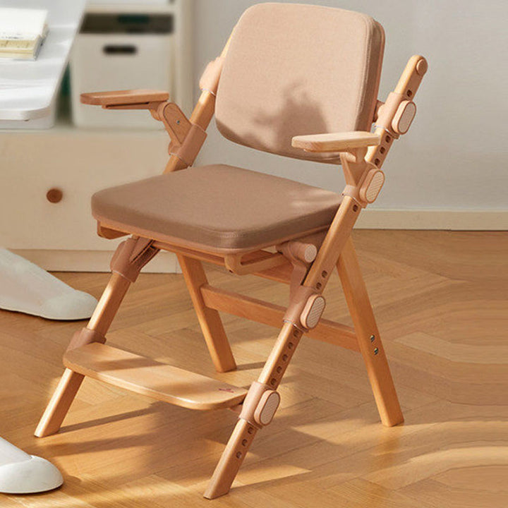 Modern Minimalist Triangular Cat Scratching Leather Beech &amp; Solid Wood Plywood Adjustable Kids Desk Chair Backrest Armrest For Study