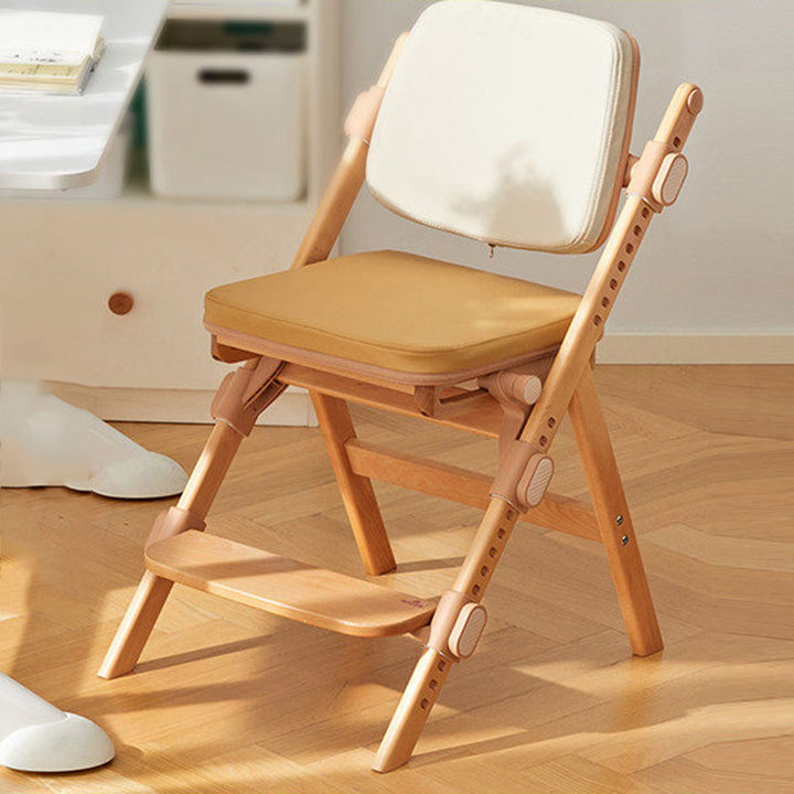 Modern Minimalist Triangular Cat Scratching Leather Beech &amp; Solid Wood Plywood Adjustable Kids Desk Chair Backrest Armrest For Study