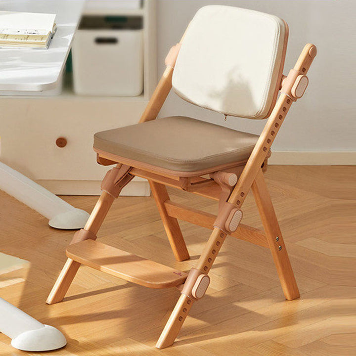 Modern Minimalist Triangular Cat Scratching Leather Beech &amp; Solid Wood Plywood Adjustable Kids Desk Chair Backrest Armrest For Study