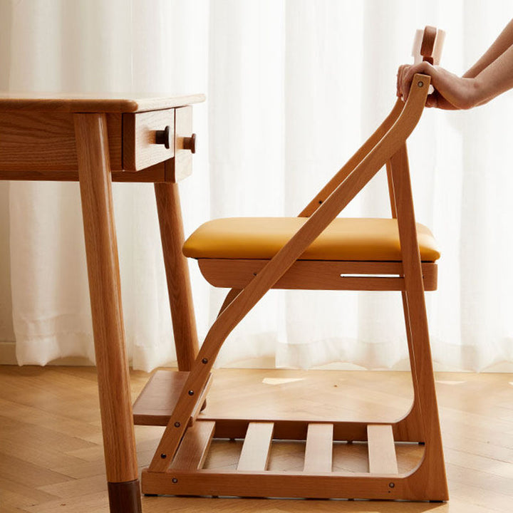 Chaise de bureau ergonomique pour enfants, moderne et minimaliste, triangulaire, en bois de hêtre massif, contreplaqué, cuir silicone, réglable, sans accoudoirs, avec dossier pour l’étude 