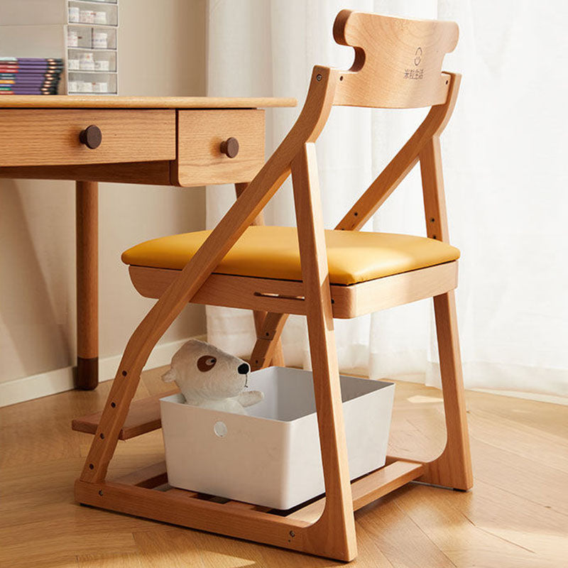 Chaise de bureau ergonomique pour enfants, moderne et minimaliste, triangulaire, en bois de hêtre massif, contreplaqué, cuir silicone, réglable, sans accoudoirs, avec dossier pour l’étude 