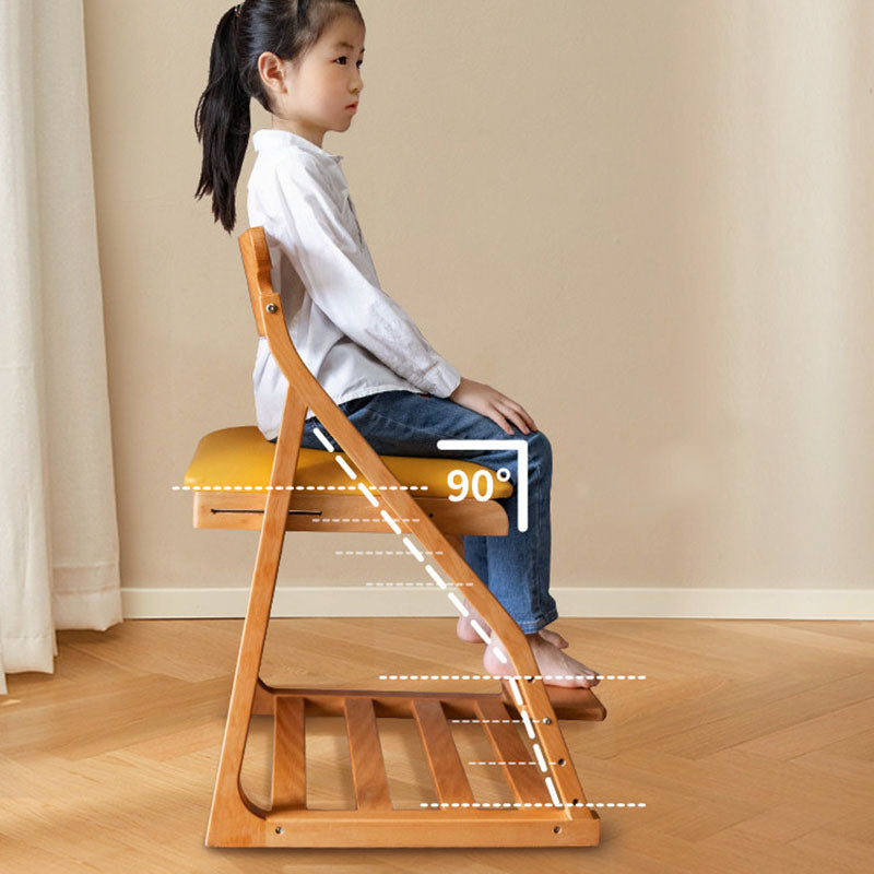 Chaise de bureau ergonomique pour enfants, moderne et minimaliste, triangulaire, en bois de hêtre massif, contreplaqué, cuir silicone, réglable, sans accoudoirs, avec dossier pour l’étude 