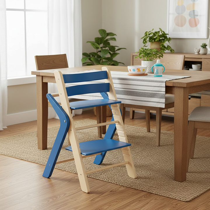 Contemporary Creative Geometric Beech Wood Solid Wood Plywood Adjustable Kids Dining Chair Backrest Armless For Dining Room