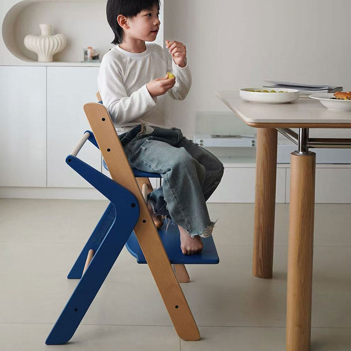 Contemporary Creative Geometric Beech Wood Solid Wood Plywood Adjustable Kids Dining Chair Backrest Armless For Dining Room