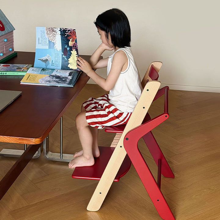 Contemporary Creative Geometric Beech Wood Solid Wood Plywood Adjustable Kids Dining Chair Backrest Armless For Dining Room