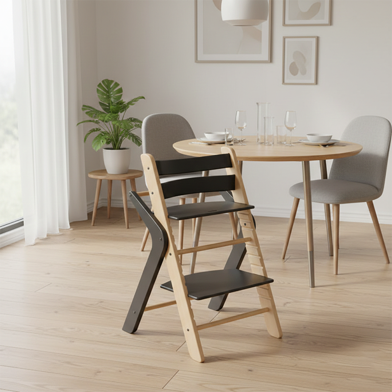Contemporary Creative Geometric Beech Wood Solid Wood Plywood Adjustable Kids Dining Chair Backrest Armless For Dining Room