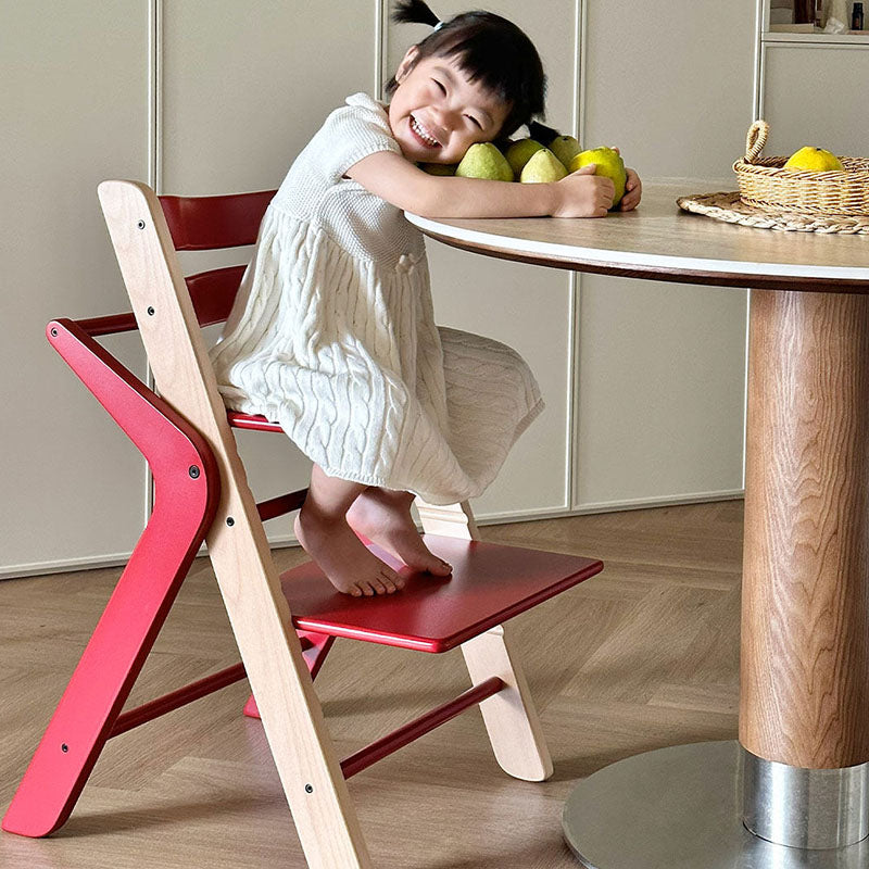 Contemporary Creative Geometric Beech Wood Solid Wood Plywood Adjustable Kids Dining Chair Backrest Armless For Dining Room