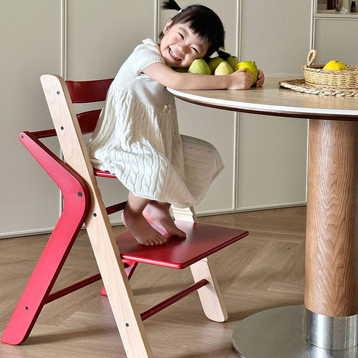 Contemporary Creative Geometric Beech Wood Solid Wood Plywood Adjustable Kids Dining Chair Backrest Armless For Dining Room