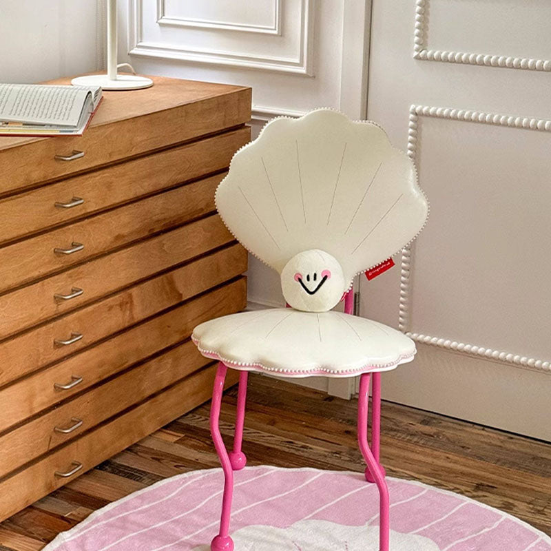 Chaise de salle à manger contemporaine nordique en fer en forme de coquillage, cuir PU, bois massif, contreplaqué, avec dossier, pour salle à manger 