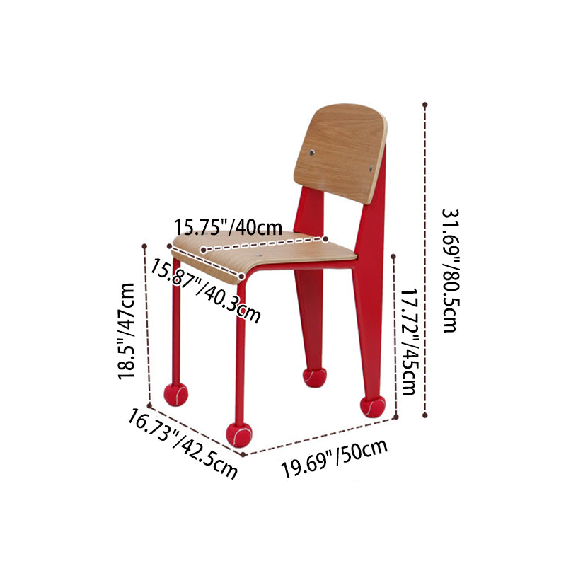 Chaise de salle à manger contemporaine créative en contreplaqué de chêne géométrique et acier au carbone, dossier, sans accoudoirs, pour salle à manger 