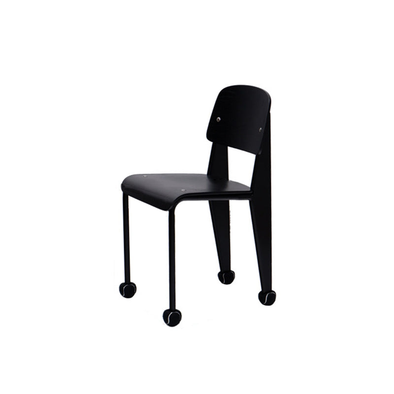 Chaise de salle à manger contemporaine créative en contreplaqué de chêne géométrique et acier au carbone, dossier, sans accoudoirs, pour salle à manger 