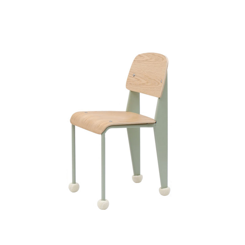 Chaise de salle à manger contemporaine créative en contreplaqué de chêne géométrique et acier au carbone, dossier, sans accoudoirs, pour salle à manger 
