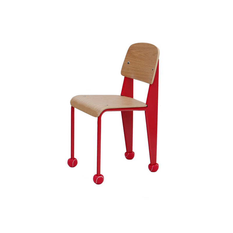 Chaise de salle à manger contemporaine créative en contreplaqué de chêne géométrique et acier au carbone, dossier, sans accoudoirs, pour salle à manger 