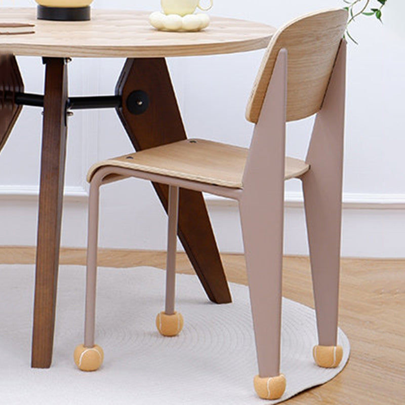 Chaise de salle à manger contemporaine créative en contreplaqué de chêne géométrique et acier au carbone, dossier, sans accoudoirs, pour salle à manger 