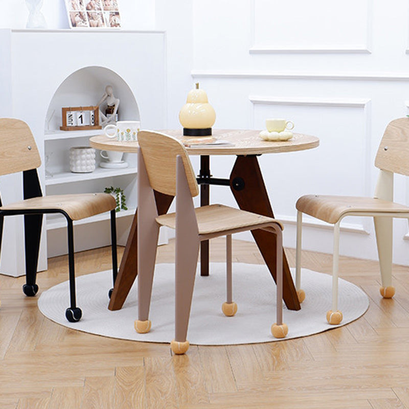 Chaise de salle à manger contemporaine créative en contreplaqué de chêne géométrique et acier au carbone, dossier, sans accoudoirs, pour salle à manger 