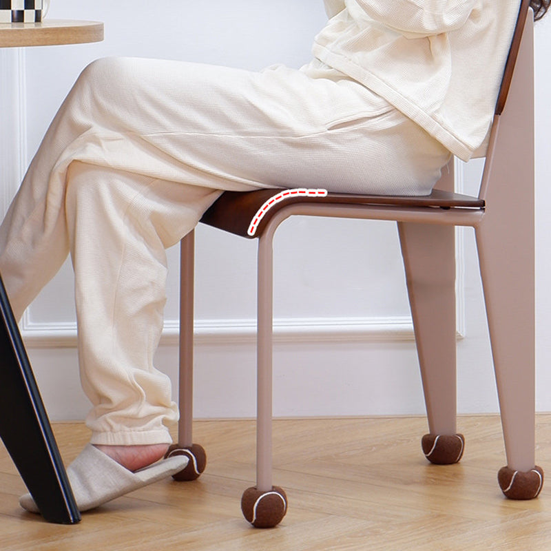 Chaise de salle à manger contemporaine créative en contreplaqué de chêne géométrique et acier au carbone, dossier, sans accoudoirs, pour salle à manger 