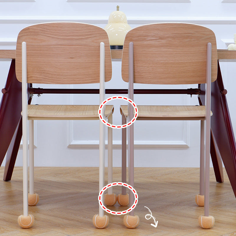 Chaise de salle à manger contemporaine créative en contreplaqué de chêne géométrique et acier au carbone, dossier, sans accoudoirs, pour salle à manger 