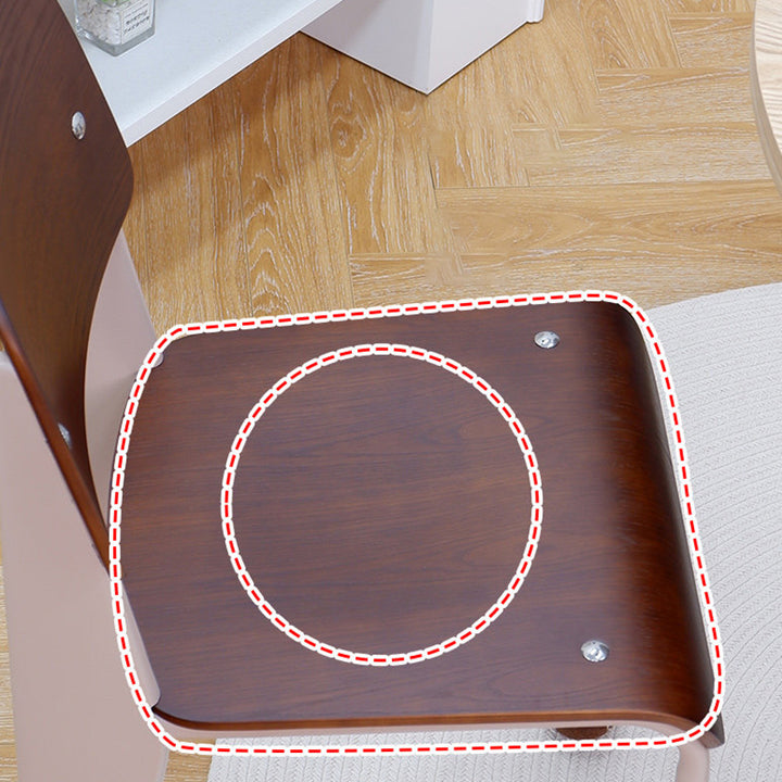 Chaise de salle à manger contemporaine créative en contreplaqué de chêne géométrique et acier au carbone, dossier, sans accoudoirs, pour salle à manger 
