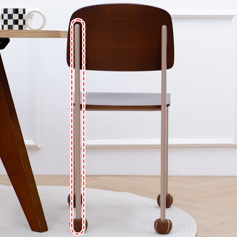 Chaise de salle à manger contemporaine créative en contreplaqué de chêne géométrique et acier au carbone, dossier, sans accoudoirs, pour salle à manger 