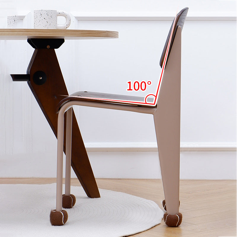 Chaise de salle à manger contemporaine créative en contreplaqué de chêne géométrique et acier au carbone, dossier, sans accoudoirs, pour salle à manger 