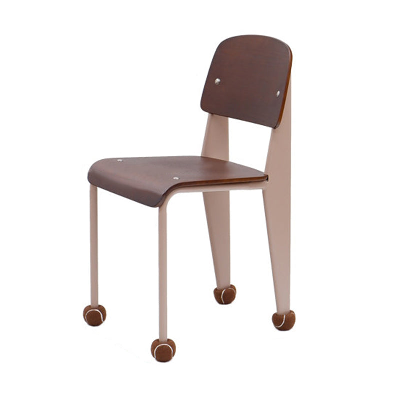 Chaise de salle à manger contemporaine créative en contreplaqué de chêne géométrique et acier au carbone, dossier, sans accoudoirs, pour salle à manger 