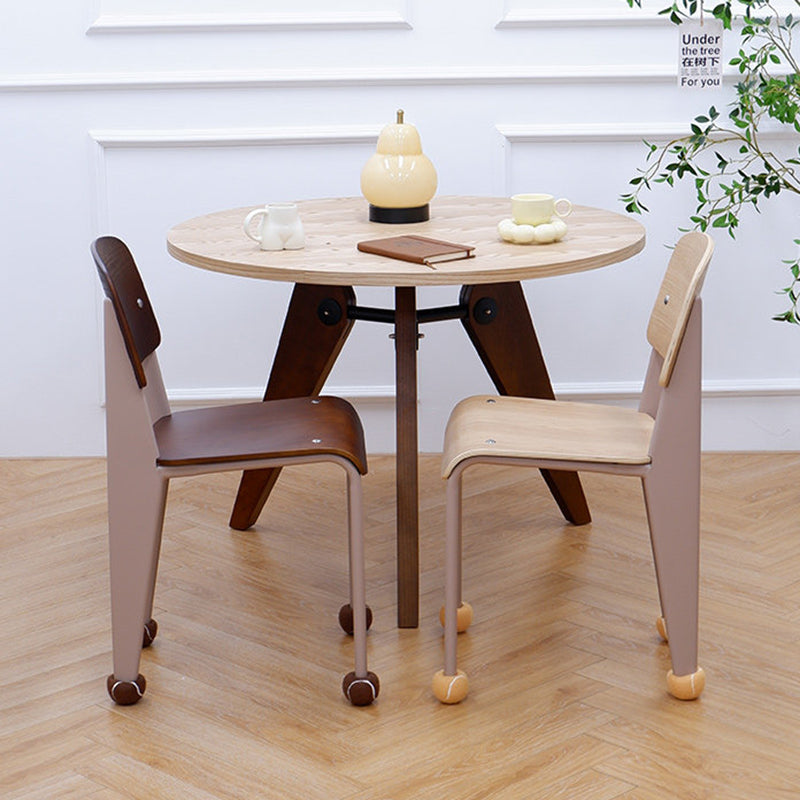 Chaise de salle à manger contemporaine créative en contreplaqué de chêne géométrique et acier au carbone, dossier, sans accoudoirs, pour salle à manger 