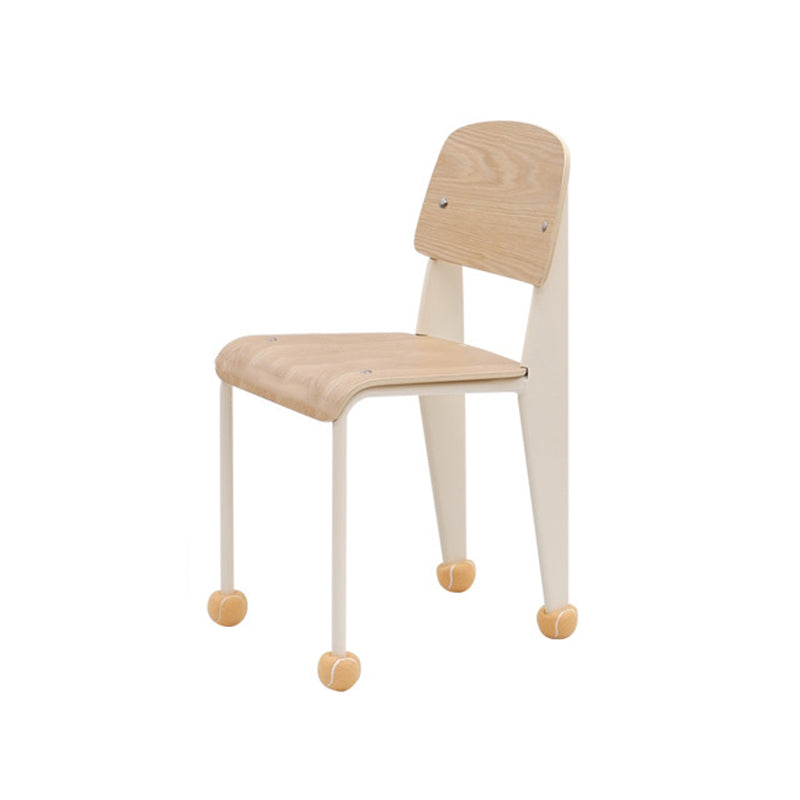 Chaise de salle à manger contemporaine créative en contreplaqué de chêne géométrique et acier au carbone, dossier, sans accoudoirs, pour salle à manger 