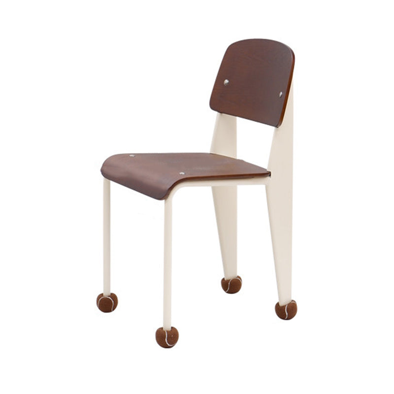 Chaise de salle à manger contemporaine créative en contreplaqué de chêne géométrique et acier au carbone, dossier, sans accoudoirs, pour salle à manger 