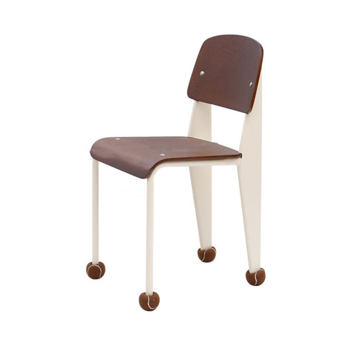Chaise de salle à manger contemporaine créative en contreplaqué de chêne géométrique et acier au carbone, dossier, sans accoudoirs, pour salle à manger 