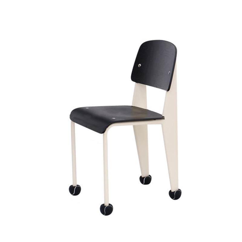 Chaise de salle à manger contemporaine créative en contreplaqué de chêne géométrique et acier au carbone, dossier, sans accoudoirs, pour salle à manger 