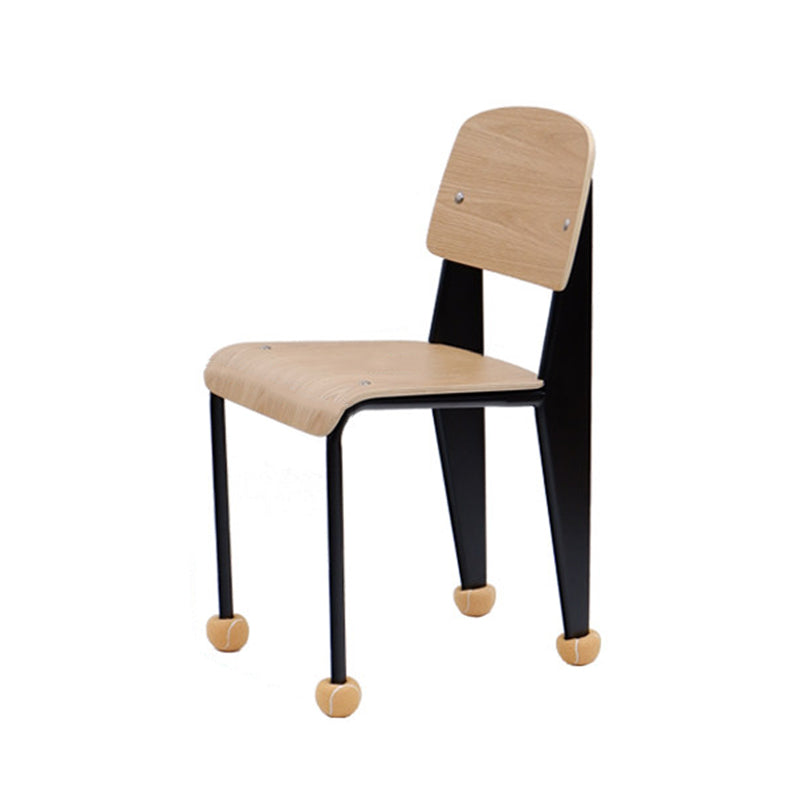 Chaise de salle à manger contemporaine créative en contreplaqué de chêne géométrique et acier au carbone, dossier, sans accoudoirs, pour salle à manger 