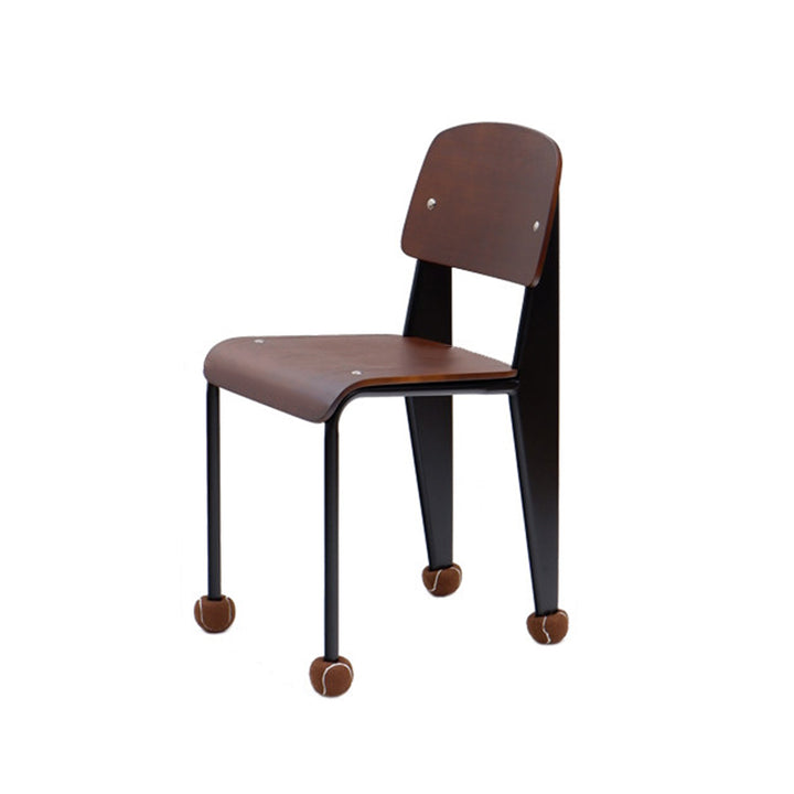 Chaise de salle à manger contemporaine créative en contreplaqué de chêne géométrique et acier au carbone, dossier, sans accoudoirs, pour salle à manger 