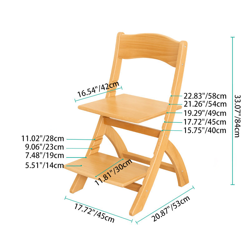 Moderno Minimalista Rectangular de Madera de Haya Ajustable Silla de Escritorio para Niños Respaldo Sin Brazos para Estudio 