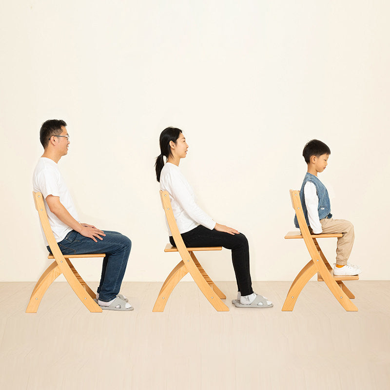 Moderno Minimalista Rectangular de Madera de Haya Ajustable Silla de Escritorio para Niños Respaldo Sin Brazos para Estudio 