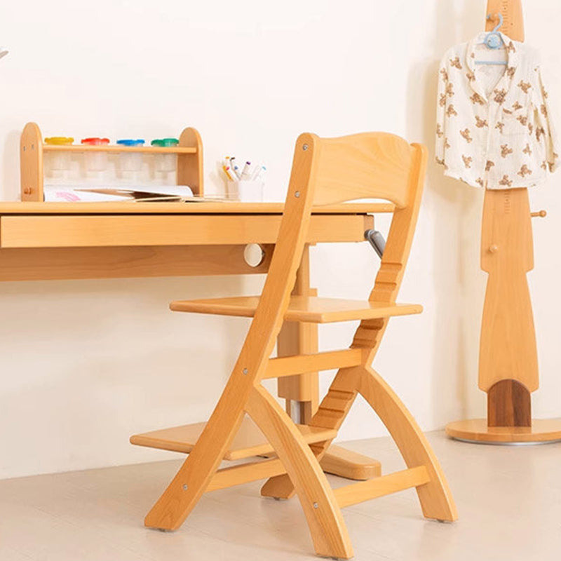 Moderno Minimalista Rectangular de Madera de Haya Ajustable Silla de Escritorio para Niños Respaldo Sin Brazos para Estudio 