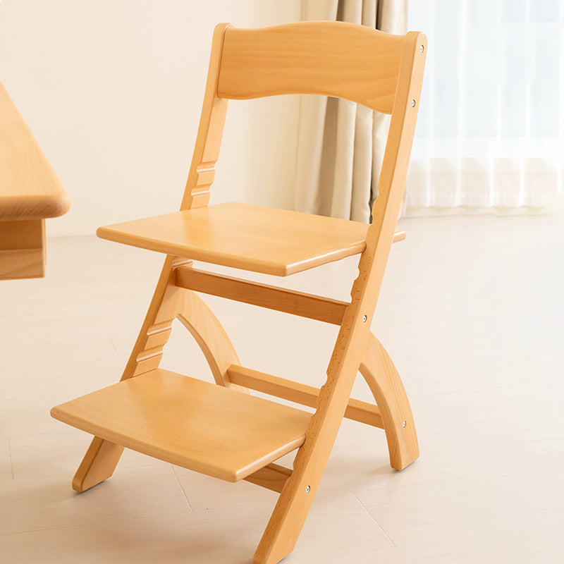 Moderno Minimalista Rectangular de Madera de Haya Ajustable Silla de Escritorio para Niños Respaldo Sin Brazos para Estudio 