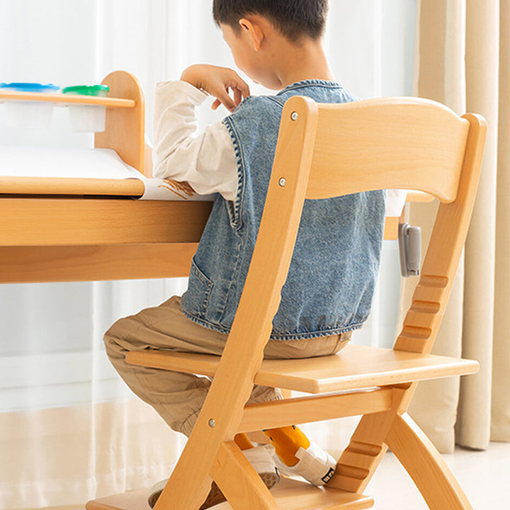Moderno Minimalista Rectangular de Madera de Haya Ajustable Silla de Escritorio para Niños Respaldo Sin Brazos para Estudio 