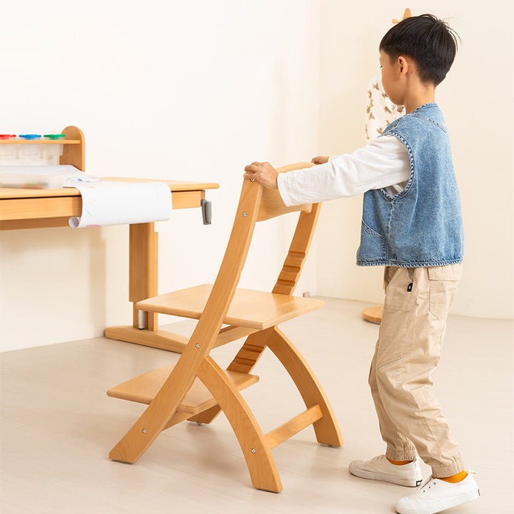 Moderno Minimalista Rectangular de Madera de Haya Ajustable Silla de Escritorio para Niños Respaldo Sin Brazos para Estudio 