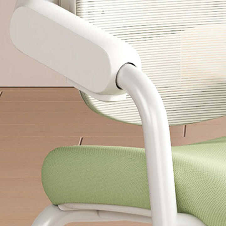 Chaise de bureau pour enfants contemporaine nordique en cuir PU, acier au carbone, maille, éponge, réglable en hauteur, avec dossier et accoudoirs, pour l&