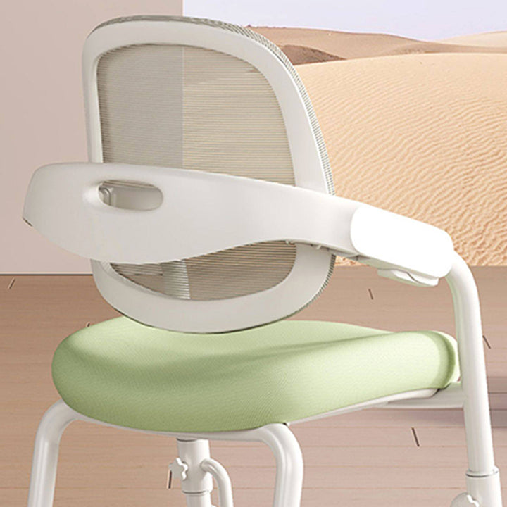 Chaise de bureau pour enfants contemporaine nordique en cuir PU, acier au carbone, maille, éponge, réglable en hauteur, avec dossier et accoudoirs, pour l&