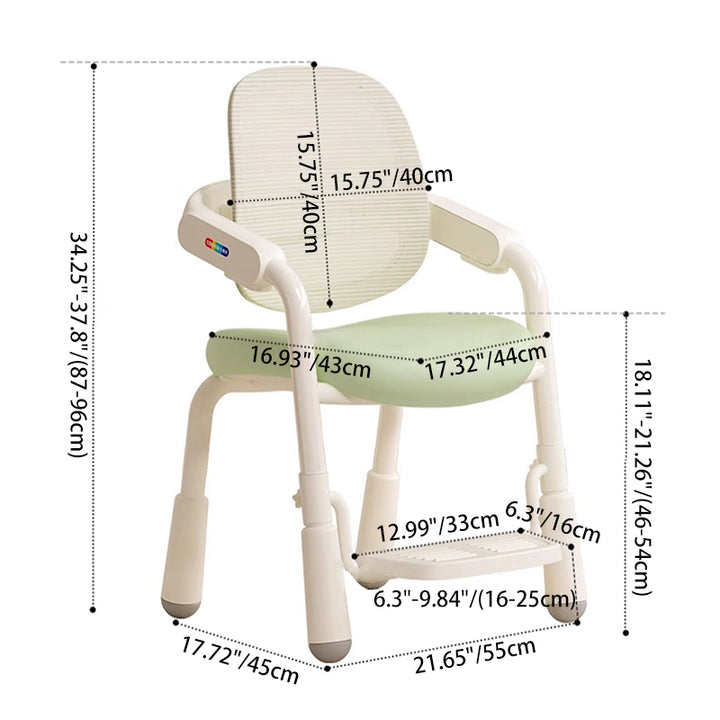 Chaise de bureau pour enfants contemporaine nordique en cuir PU, acier au carbone, maille, éponge, réglable en hauteur, avec dossier et accoudoirs, pour l&