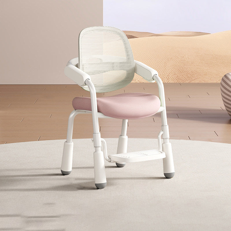 Chaise de bureau pour enfants contemporaine nordique en cuir PU, acier au carbone, maille, éponge, réglable en hauteur, avec dossier et accoudoirs, pour l&