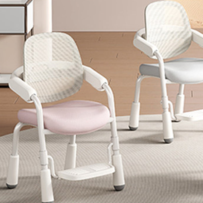 Chaise de bureau pour enfants contemporaine nordique en cuir PU, acier au carbone, maille, éponge, réglable en hauteur, avec dossier et accoudoirs, pour l&