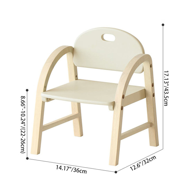 Contemporary Scandinavian Solid Wood Arc Liftable Kids Chair Backrest Armrest For Living Room