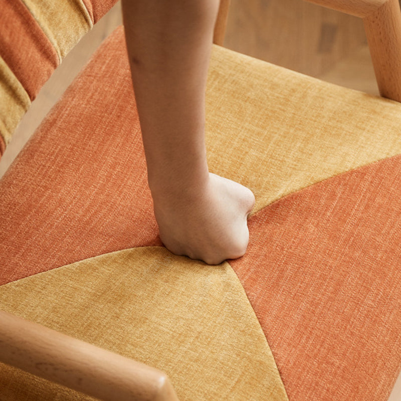 Traditioneller französischer trapezförmiger Kinder-Schreibtischstuhl aus Buchenholz-Kiefernbrett mit Baumwoll-Leinen-Imitatstoff und Schwamm, verstellbar, für das Lernen 