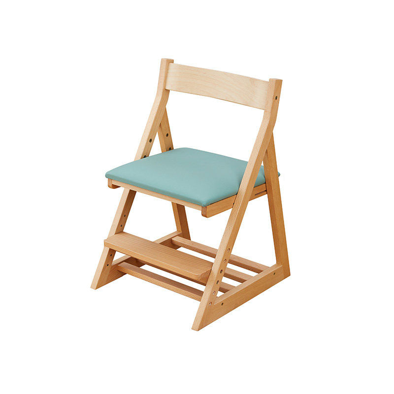 Chaise de bureau pour enfants réglable, sans accoudoirs, avec dossier, en bois de hêtre triangulaire minimaliste moderne, cuir PU et éponge, pour salon et étude 