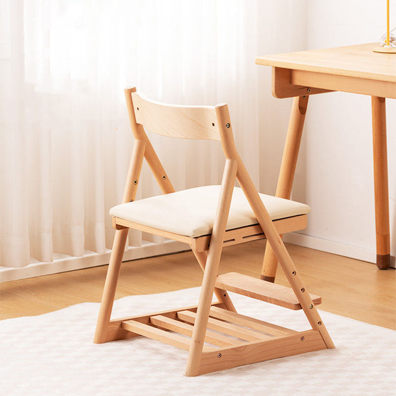 Chaise de bureau pour enfants réglable, sans accoudoirs, avec dossier, en bois de hêtre triangulaire minimaliste moderne, cuir PU et éponge, pour salon et étude 