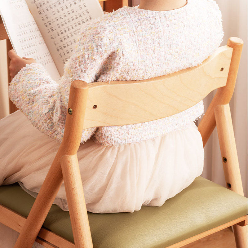 Chaise de bureau pour enfants réglable, sans accoudoirs, avec dossier, en bois de hêtre triangulaire minimaliste moderne, cuir PU et éponge, pour salon et étude 